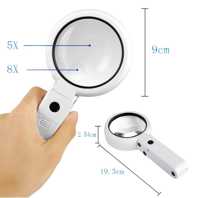  5/11X Magnifying Glass with 8 LEDs Light Foldable Stand Table Magnifier Tool QJS Shop