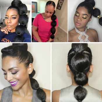 Synthetic Kinky Straight Hair Bubble Ponytail African American