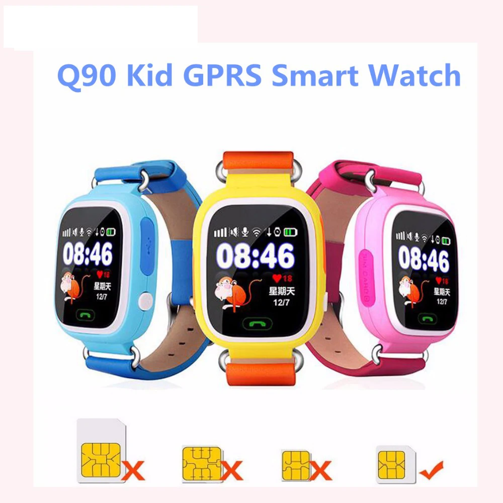 WIFI GPS Q90 Smart Children Watch Kids Baby SIM Card Touch Screen SOS