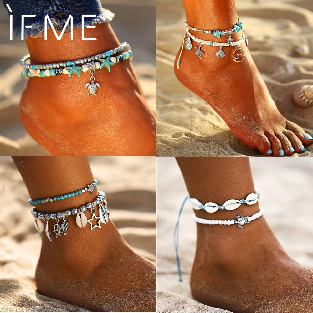 Boho Shell Star Bead Ankle Bracelet Women Anklet Chain Foot Sandal Beach Jewelry