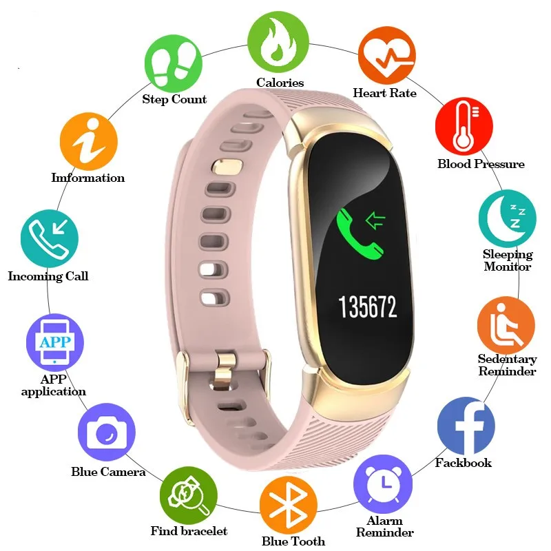 Спортивные Водонепроницаемые Умные Часы Женщины Умный Браслет Ремешок Bluetooth Монитор Сердечного р ①