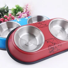 Лидер продаж высококачественная нержавеющая сталь, универсальный Нескользящие корм для животных чаша собака двойной шар