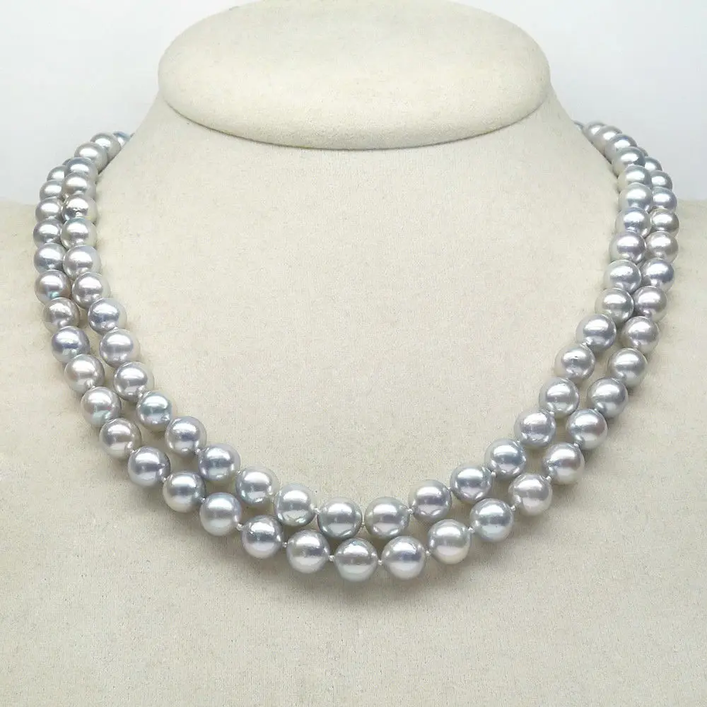 

HOT## Wholesale FREE SHIPPING HUGE AAA 9-10MM PERFECT ROUND SOUTH SEA GENUINE GRAY PEARL NECKLACE 33"14K GOLD