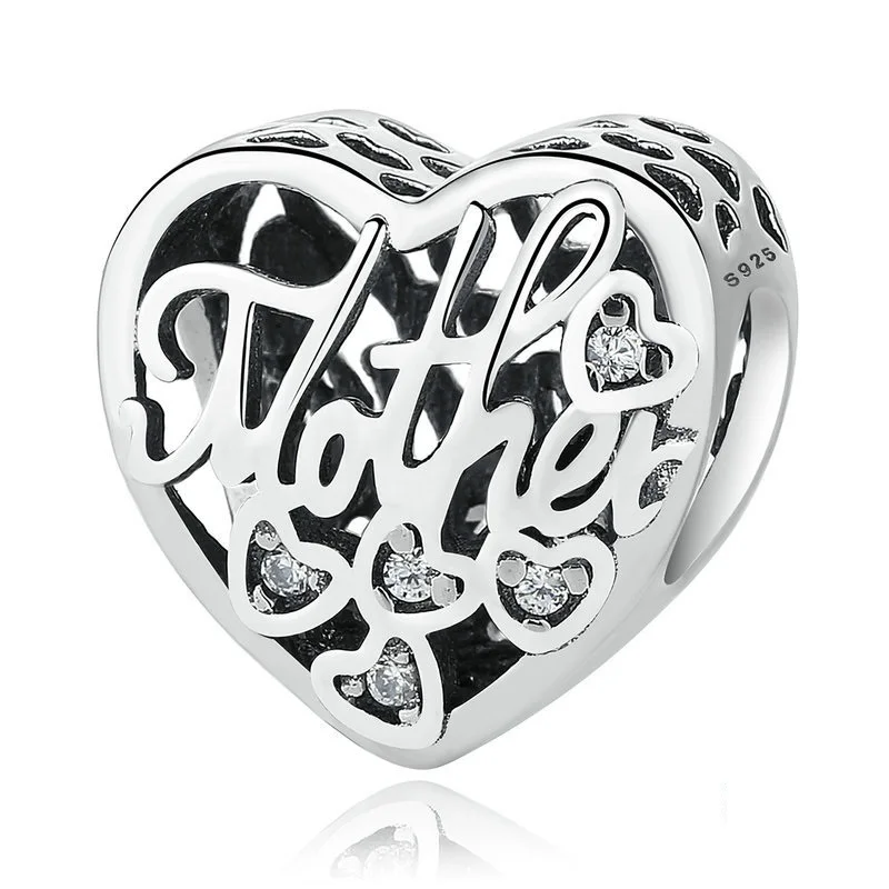 

Gorgeous Design Mother Son Love Heart Openwork Crystal Stones Bead Charm Fit Pandora Bracelet Bangle Mother's Day Gifts for Her