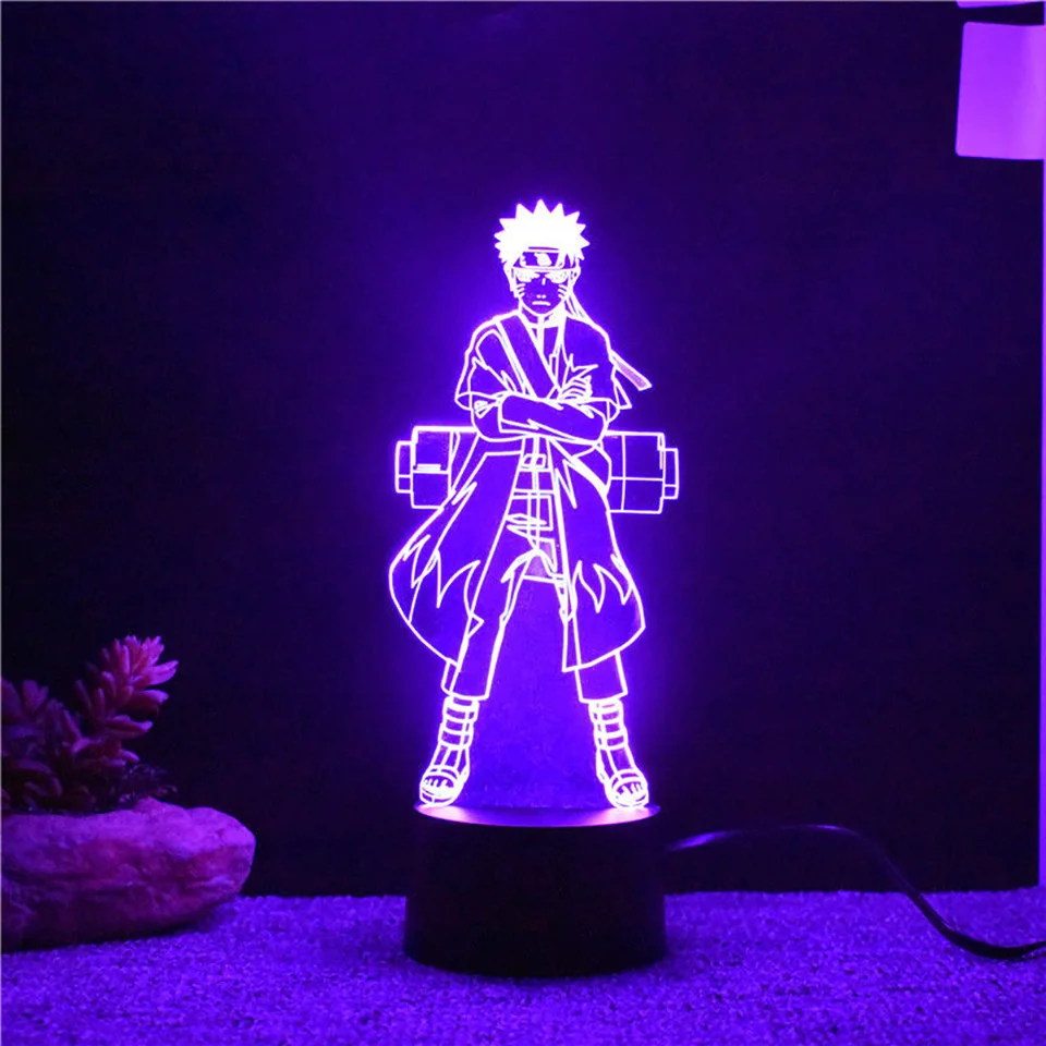 7 Colors Changing 3d Visual Naruto Modelling Led Anime Night Lights Kids Touch Button Usb Lampara Table Lamp Home Decor Lighting