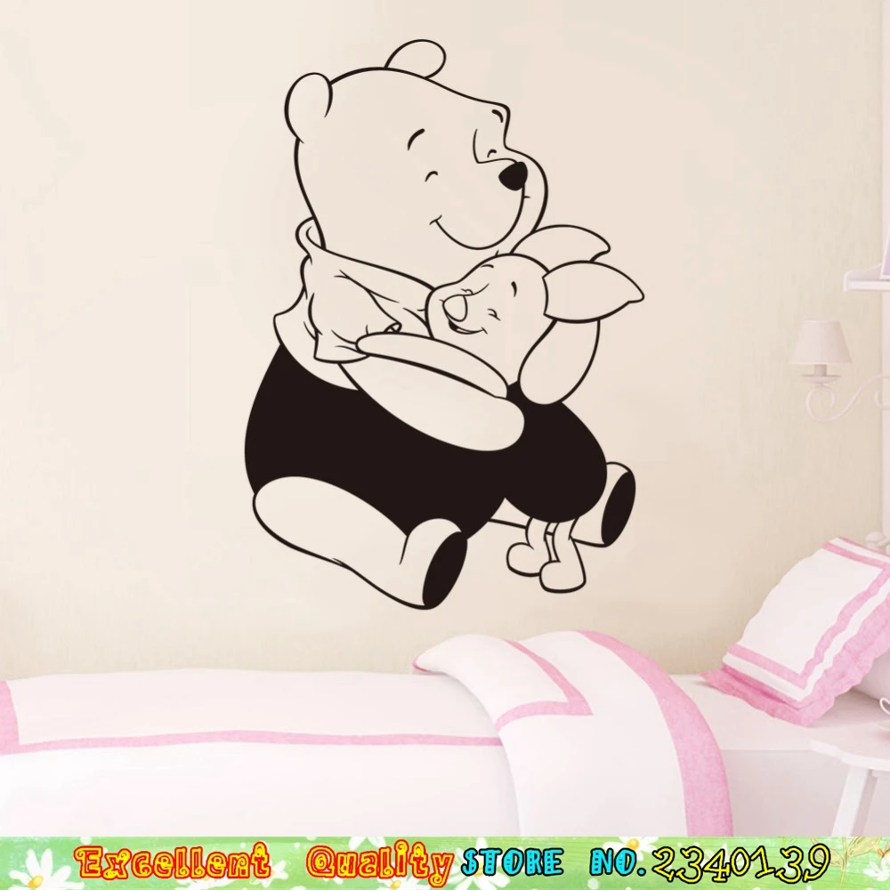 Cute Winnie The Pooh Wall Stickers For Kids Children Rooms Cartoon Pooh Bear Pink Pig Wall Art
