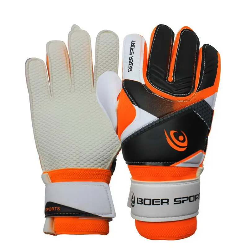 Уплотненные Латексные Перчатки вратарские перчатки для футбола, Защитные комплекты для вратаря в футболе, тренировочные антискользящие перчатки Guantes Futbol - Цвет: BL002 orange