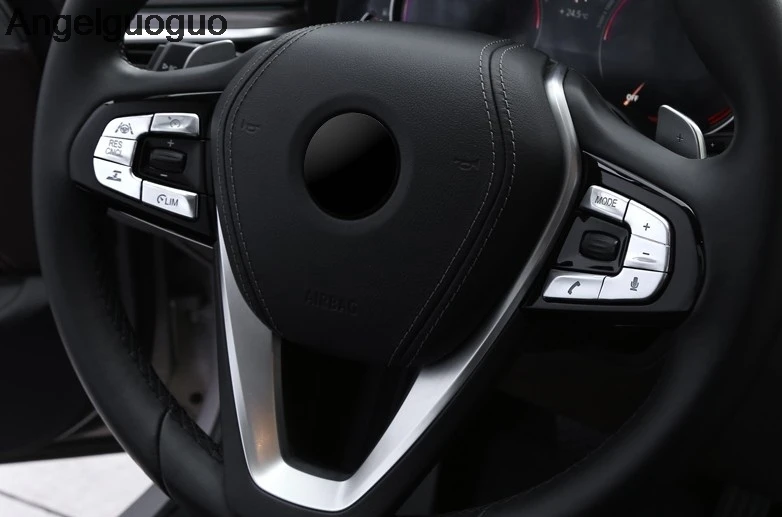 Car Styling For 2018 BMW 5 series G30 G38 525i 528li 530li Steering Wheel Button Covers Trim Stickers decorative frame