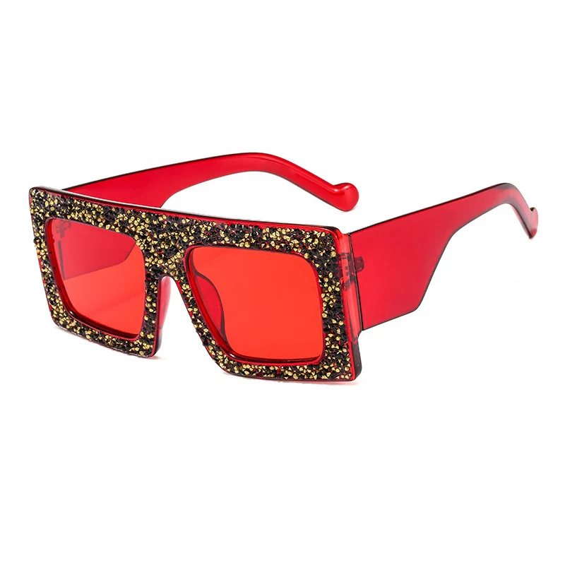 Aloz Micc Модные женские квадратные хрустальные Солнцезащитные очки женские дизайнерские солнцезащитные очки Женские винтажные солнцезащитные очки Oculos Q23 - Цвет линз: C5-Red-Red