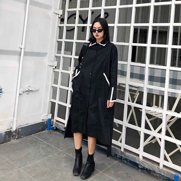 

Jasmine Street Dark Wind Colour Asymmetrical Dresses Loose Overize Dress
