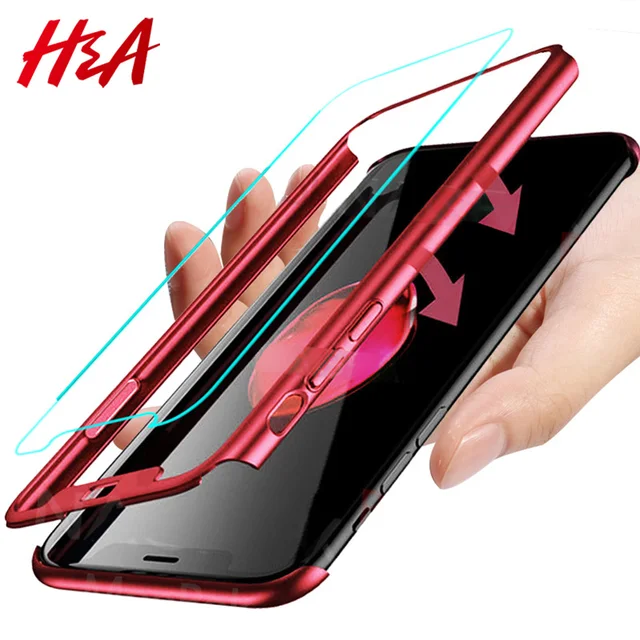 H&A 360 Degree Protection Full Cover Phone Case For Huawei P20 Lite P20 Pro Shockproof Cover For Huawei P20 Lite Case Glass