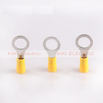 

RV5.5-10 round connectors Yellow Inslated Ring Terminal 3/8 USA screw Circular Termina Cold pressed terminals 500pcs/lot