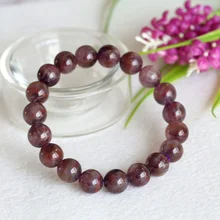 Натуральный Фиолетовый Красный Кристалл Auralite супер-23 отделка стрейч мужской браслет с круглыми бусинами 10 мм