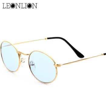 

LeonLion Mirror Ocean Lenses Sunglasses Women/Men Oval Glasses Lady Candy Color Luxury Retro Sun Glasses Vintage oculos de sol