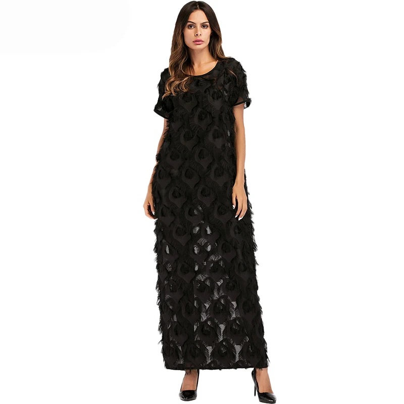 WHZHM Robe Femme мусульманское платье 2018 женское повседневное кружевное летнее с