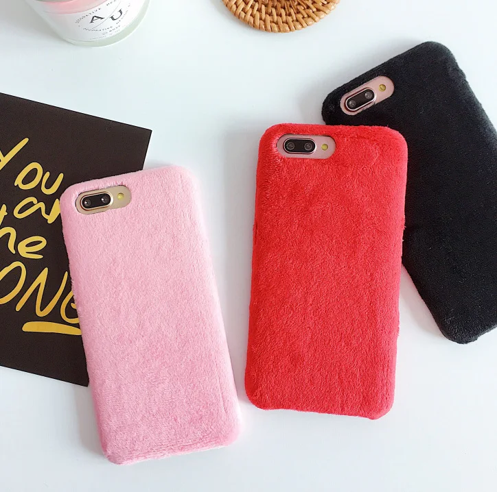 

Villus Fur Phone Case For Apple iPhone 11pro Max 7 8 plus Cover Smooth Plush Cases For iPhone X XS Max XR 6 6S Plus