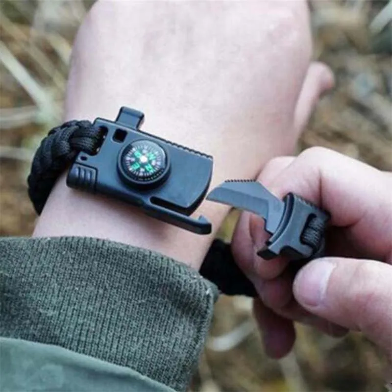

Cool!Multi Function Outdoor Survival Bracelet,Men's Outdoor Survival Bracelet Knife,Wrap Umbrella Rope Multifunctional Bracelet