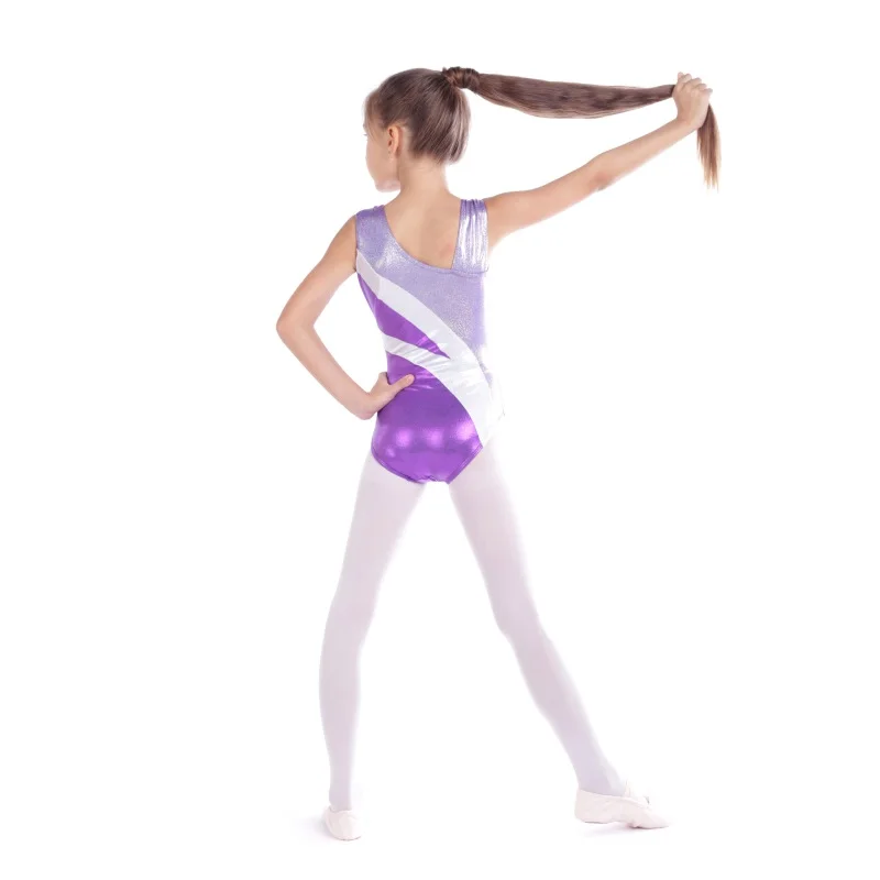 Гимнастический балетный гимнастический костюм для девочек; Детский костюм высокого качества без рукавов; костюм с цветным сочетанием