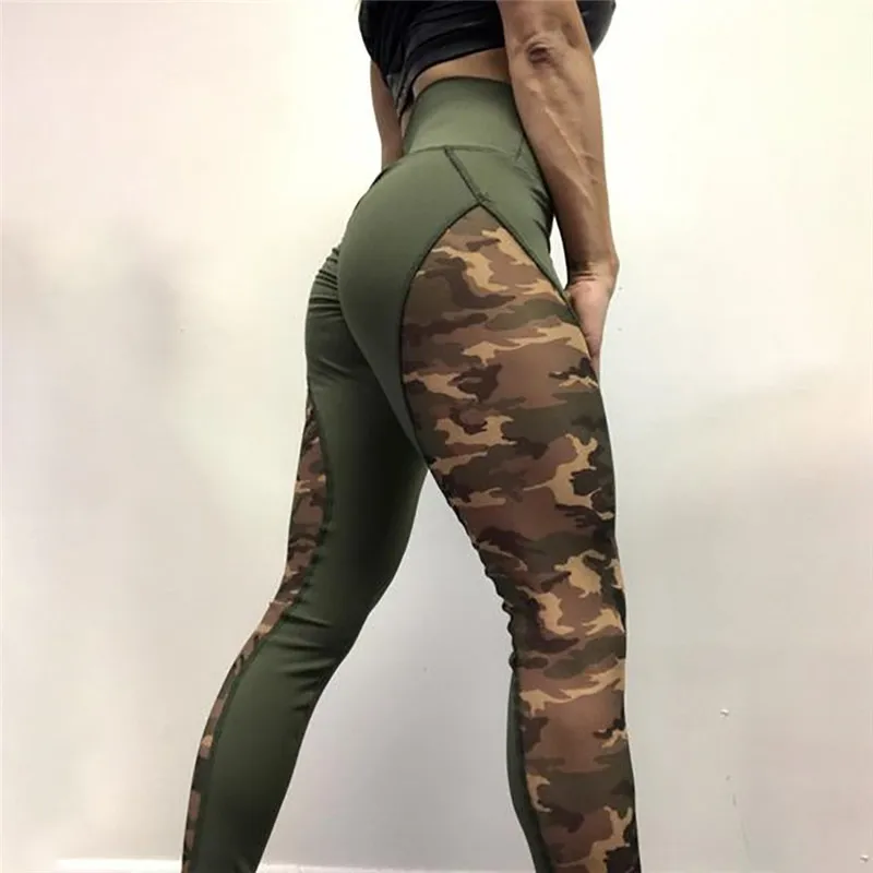 Summer Women Yoga Pants Elastic Sport Camouflage Leggings