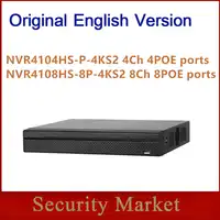 Original dahua english NVR4104HS-P-4KS2 NVR4108HS-8P-4KS2 4/8 Channel Compact 1U 4PoE/8PoE 4K&H.265 Lite Network Video Recorder