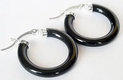 Женские серьги из серебра 925 пробы с черным камнем |
