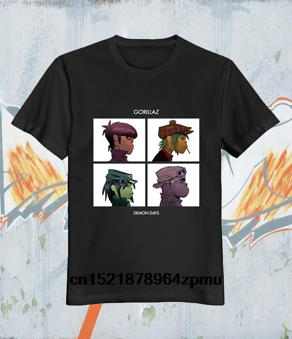 

Men t shirt Gorillaz Demon Days Summer Black Male Soft Tops t-shirt novelty tshirt women