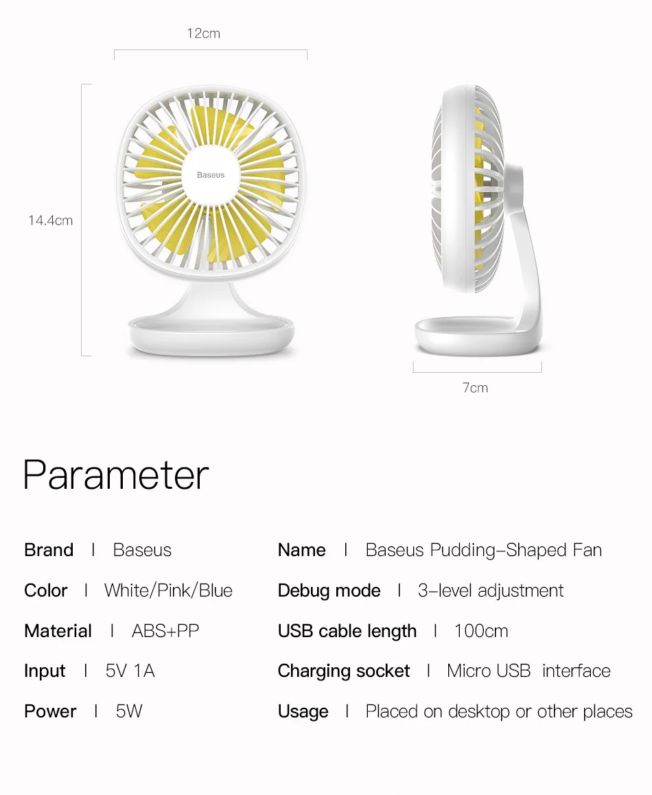 Baseus Портативный USB вентилятор 3-Скорость мини-вентилятор для офиса гаджеты настольные часы небольшой Электрический вентилятор летом кулер охлаждения вентилятор Ventilador