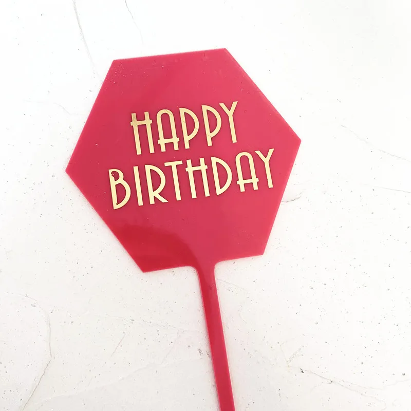 INS шестигранник с днем рождения акриловый Топпер для торта Золотая фольга буквы кекс Топпер для детского душа день рождения украшения для торта для вечеринки