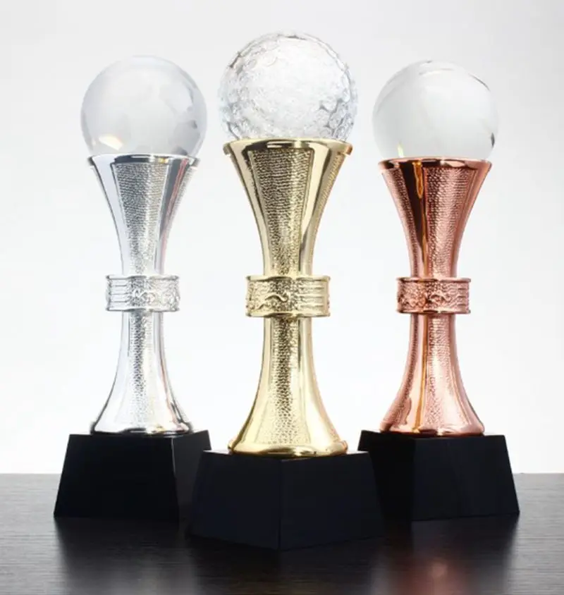 Высокое качество! Футбол Баскетбол игры хрустальный трофей металлический для гольфа Кубок каучук золото, серебро, бронзовый трофей
