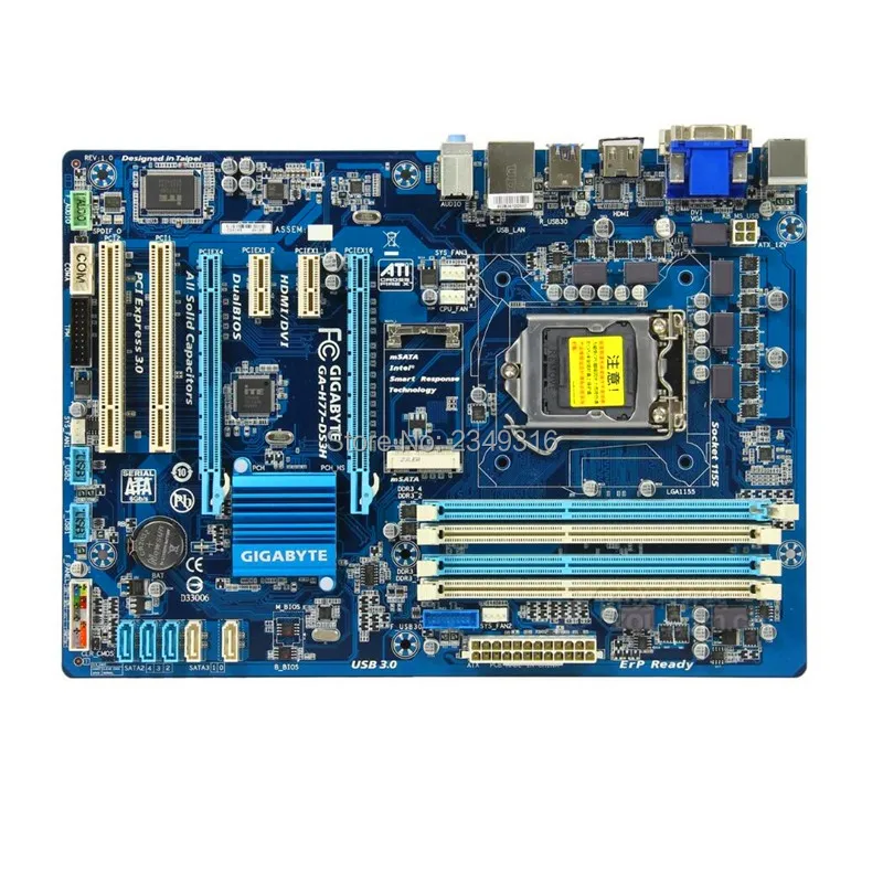Для Gigabyte GA H77 DS3H оригинальная б/у настольная материнская плата LGA 1155 i3 i5 i7 DDR3 32G SATA3