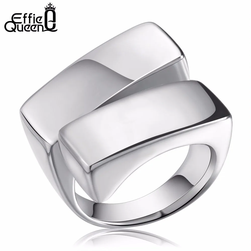 Effie Queen Unique Design Signet Ring for Men High Polished 316L Stainless Steel Band Biker Ring for Men Party Jewelry IR06