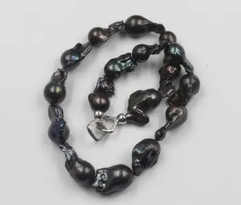 

new beautiful huge south sea reborn keshi baroque black pearl necklace 18" 15-23mm 35"earring set