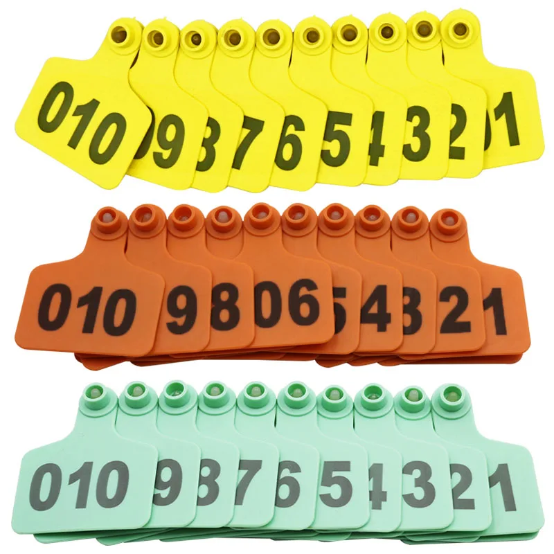 

100 Sets Livestock Cattle Cow Ear Tag Signs Number 501-1000 Cow Ear Tags Typing Copper Head Earrings Animal Identification Card