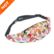 2016 neue taille gürteltasche packs 3D bunte schnelle lebensmittel gedruckt niedlichen kind mädchen frauen Fanny Geld Taille Taschen Gürtel Pack