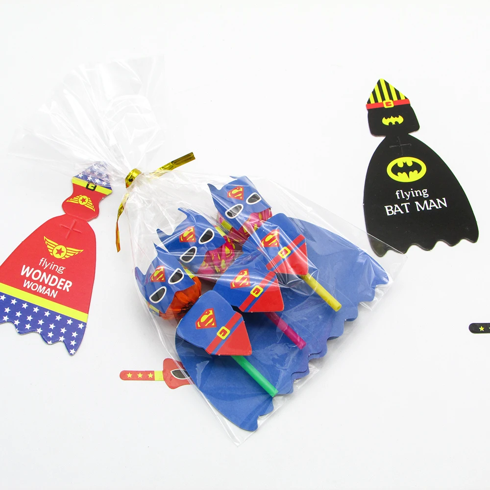 16packs Super Hero Princess Cartoon Candy Lollipop Decoration Cards with Bags For Kids Birthday Party Supplies Gift Accessories