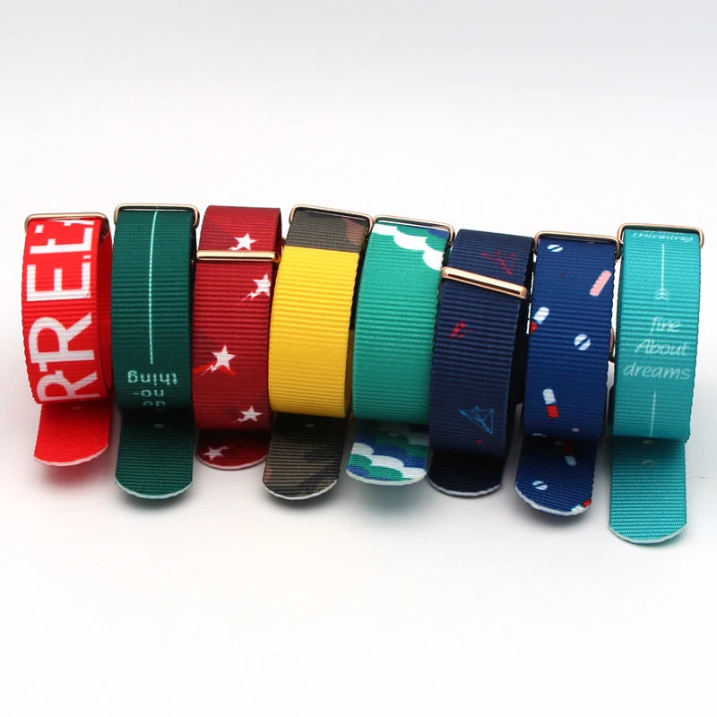 High-end printed Simple and stylish color RELAX letters nylon table bandwidth 18mm 20mm adapter belt ladies men's sports