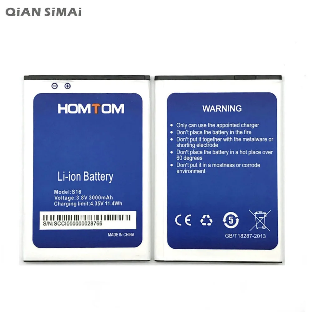 QiAN SiMAi Высококачественная сменная батарея S16 3000 мАч для HOMTOM Мобильный телефон +
