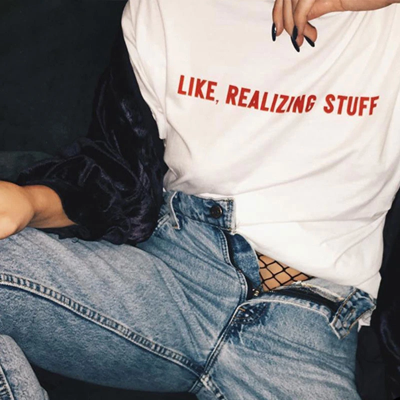 iEASYSEXY 2017 Summer Short Sleeve T Shirt Women Tops LIKE REALIZING STUFF Letter Print Tee Kylie Jenner Casual tshirt | Женская одежда