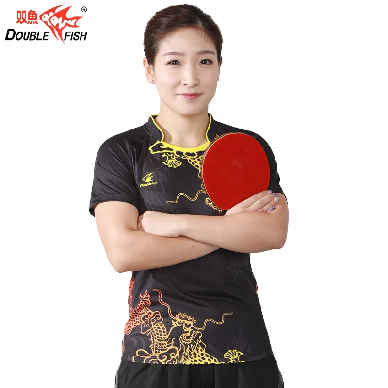 

Double Fish Table Tennis Clothing Men Women Short-sleeved Liu Shi Wen Sportswear Jersey