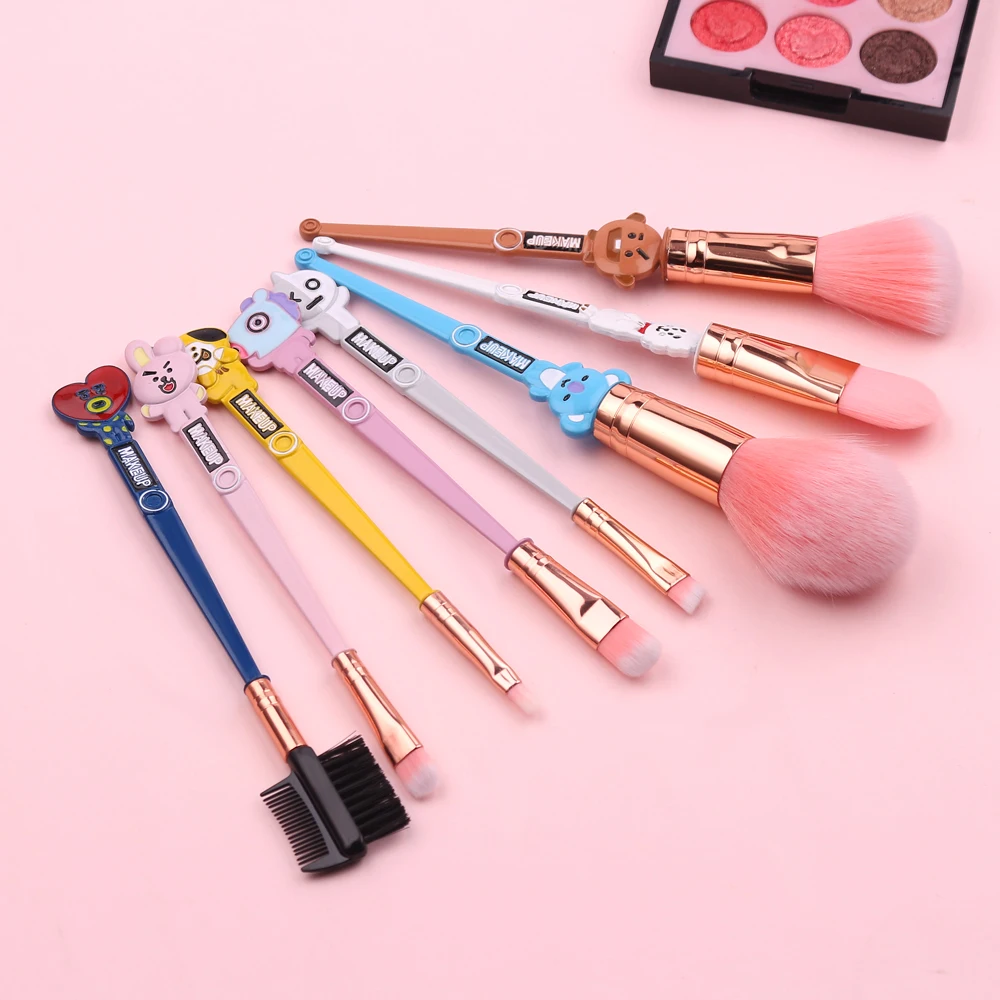 Korea Pro Makeup Brushes Foundation Powder Eye Shadow Eyeliner Lip Make Up Brush Cosmetic Beauty Tool Soft Pink Synthetic Hair