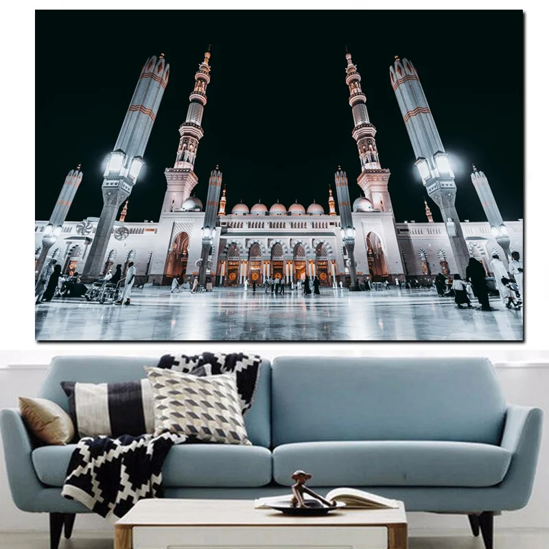 Us 3 89 22 Off Hd Druck Islamischen Architektur Masjid Al Nabawi In Madinah Religiose Poster Auf Leinwand Wandmalerei Fur Wohnzimmer Sofa Cuadros In