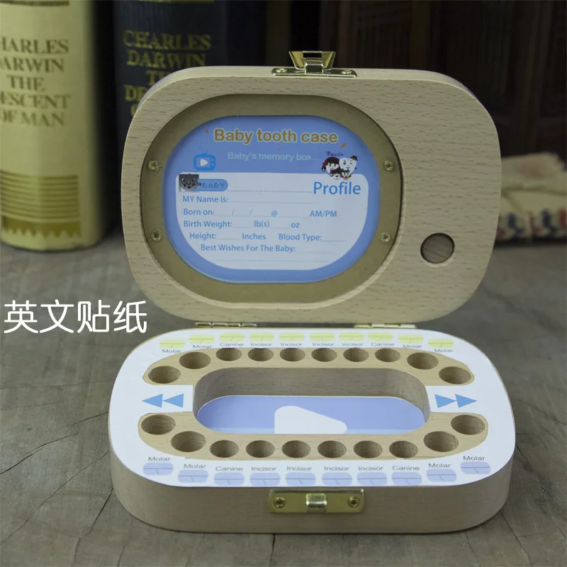 1pc Baby Tooth Box Wooden Milk Teeth Organizer Storage Boys Girls Save Souvenir Case Gift Creative Baby Tooth Organizer For Kids