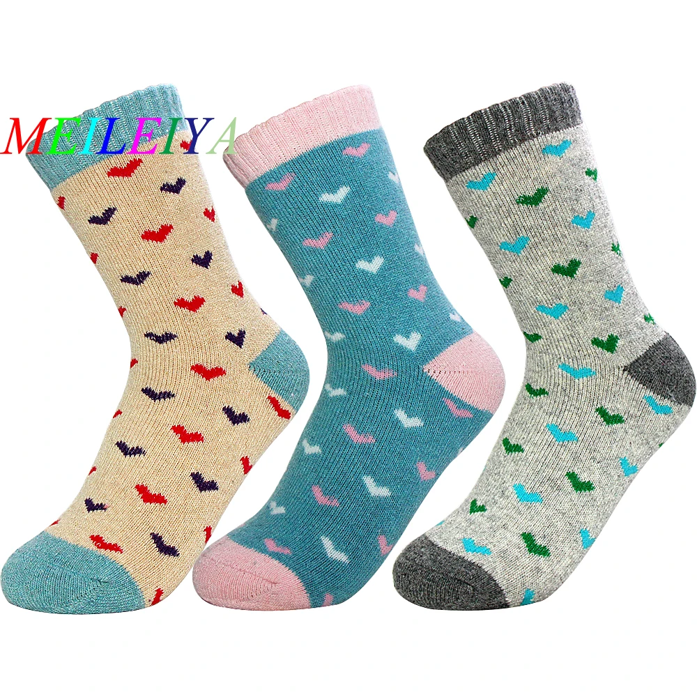 Мэй LEI YA 10 штук = 5 пар носков с рисунком кролика, шерстяные носки в полоску на осень и зиму, женский шерстяной носки для девочек, носки для малышей, толстые теплые Для Женщин Носки с рисунком в виде надписи "любовь"