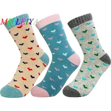 Мэй LEI YA 10 штук = 5 пар носков с рисунком кролика, шерстяные носки в полоску на осень и зиму, женский шерстяной носки для девочек, носки для малышей, толстые теплые Для Женщин Носки с рисунком в виде надписи "любовь"