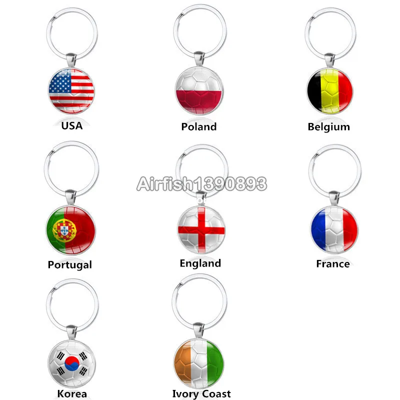 The World Cup Russia 2018 Flag Key Chain Ring Soccer Football Brazil Italy Team 
