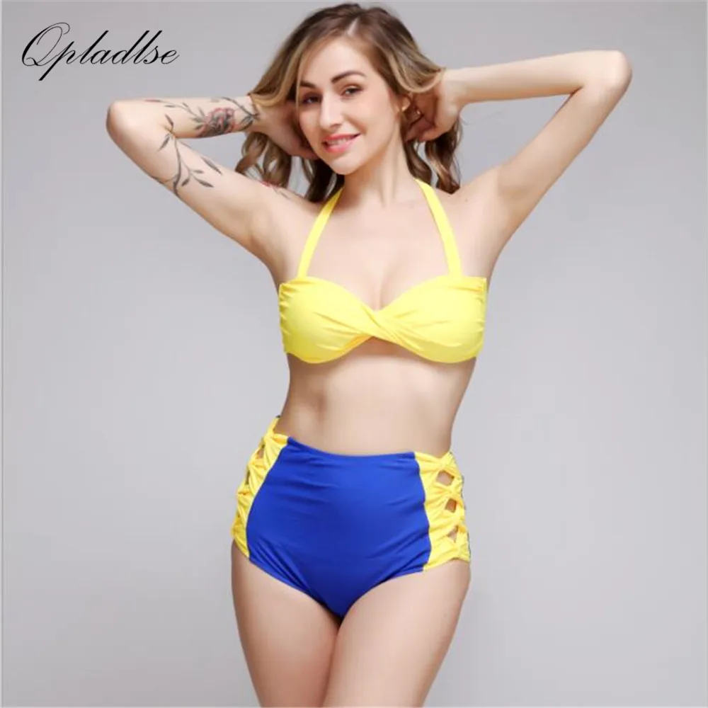 

Qpladlse Sexy Swimwear High Waisted Bikini Mujer Push Up Swimsuit Women Swim Suit High Waist Womens Beachwear