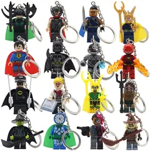 POGO Super Heroes Keychain Building Block Batman Key Chain Bricks Toys Sets Models Gifts Superman Avengers