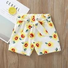 Summer Baby Girl's Casual Fashion Baby Girl Sunflower Printing Shorts Kids Elastic Waist Pants