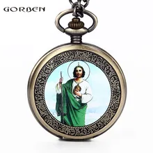 Ретро Бог сын Иисус портрет карманные часы мужские проведения скипетр Aura классические религиозные Кристиан католицизм Faith Часы