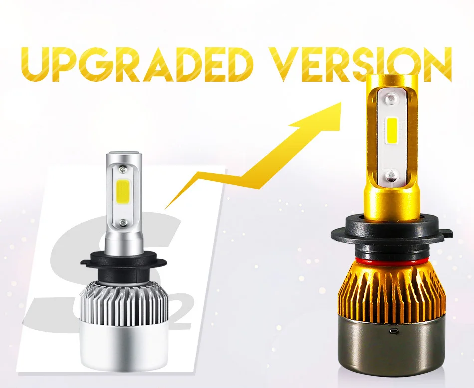 Hlxg 2Pcs 8000K Bule White H7 Led H4 H11 Mini 9005 HB3 9006 HB4 12000LM 72WSet Headlight bulb H8 H9 luces led para auto 12V 24V (2)